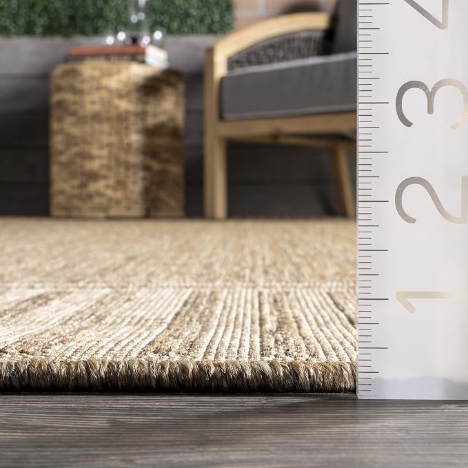 nuLOOM Asha Light Brown Bordered Indoor/Outdoor Area Rug, 5' x 8'