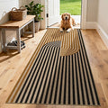 Washable Modern Easy Jute Runner Rug 2x8, Neutral Abstract Boho Geometric Outdoor Indoor Patio Area Rug, Woven Non Slip Thin Long Runner Carpet Mat for Hallway Kitchen Entryway Porch Farmhouse