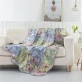Greenland Home Emma Patchwork Floral Print Quilted Throw Blanket, 60x50-inch, Gray
