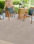 Unique Loom Outdoor Solid Collection Area Rug (10' Square Beige/Ivory)