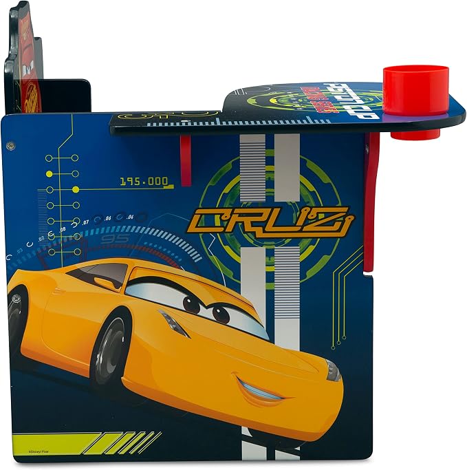 Delta Children Chair Desk With Storage Bin, Disney/Pixar Cars | Kids Chair Desk Includes Fabric Storage Bin and Cup Holder, Low to the Ground for Easy Access, Ideal for Toddlers/Kids Age 3+