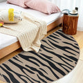 Faux Jute Rug 2.6x5Ft Half Circle Zebra Stripe Doormat Easy Jute Carpet for Farmhouse Bedroom Kitchen, Non-Slip Half Round Floor Mat for Living Room Kids Room Indoor Outdoor Decor, Black 6