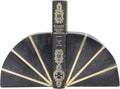 CosmoLiving by Cosmopolitan Marble Geometric Bookends with Gold Inlay, Set of 2 5"W, 5"H, Black