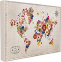 Stupell Industries Floral World Map Graphic Art 16 x 20 Canvas