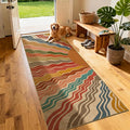Washable Sun Easy Jute Runner Rug, 2x6 Rainbow Sun Modern Boho Retro Outdoor Indoor Patio Farmhouse Rug, Woven Ultra Thin Non Slip Long Runner Carpet Door Mat for Hallway Kitchen 6ft Entryway Porch