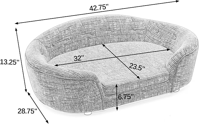 Dog Couch Bed with Oval Semi-Enclosed, Durable Linen Material Pet Sofa Couch with Soft Foam Cushion, Dog Sofa Bed with Legs for Medium Dogs, Beige