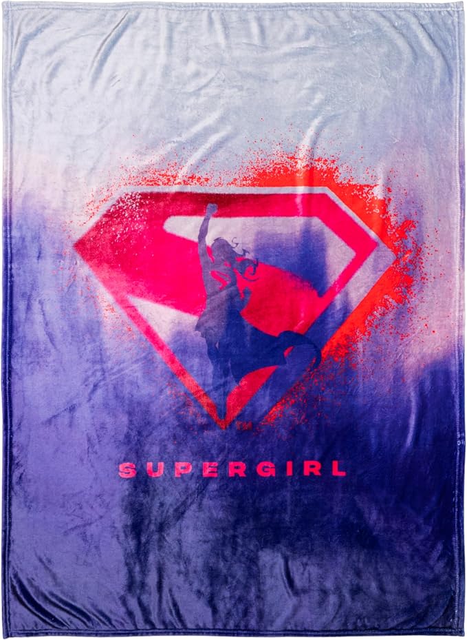 Supergirl Movie Fluffy Throw 46 in x 60 in – Soft Plush Lightweight Blanket for Couch, Bed & Travel, (Officially Licensed Product) by Franco