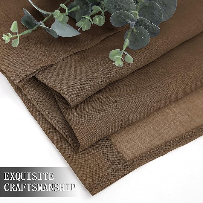 Tollpiz Short Sheer Curtain Linen Textured Living Room Curtains Sheer Light - Image 7
