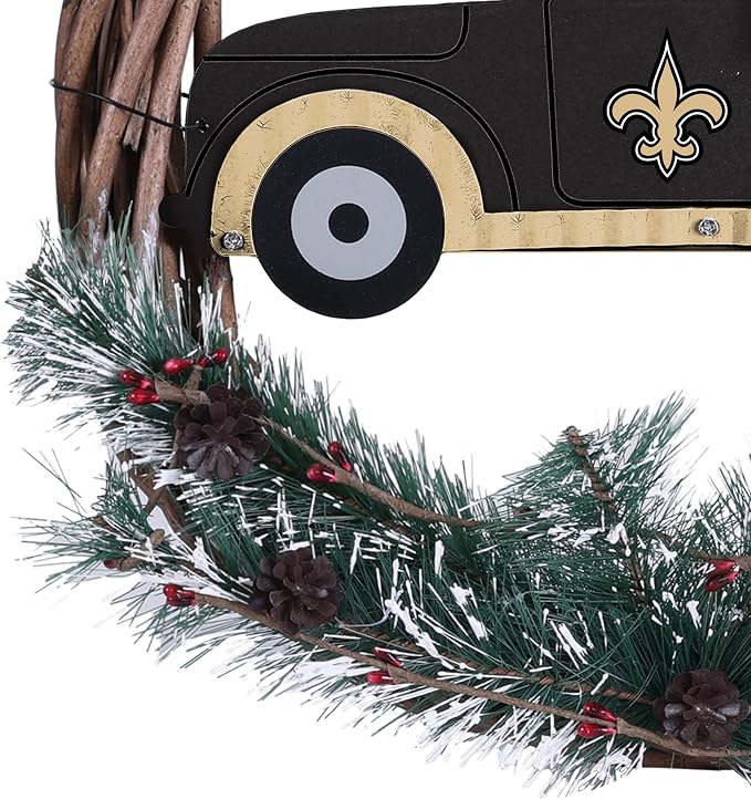 FOCO NFL Unisex-Adult NFL Team Logo Holiday Wreath with Truck
