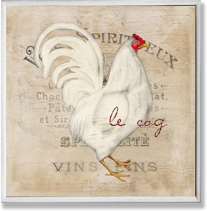 Stupell Industries Le Coq White Rooster Wall Plaque