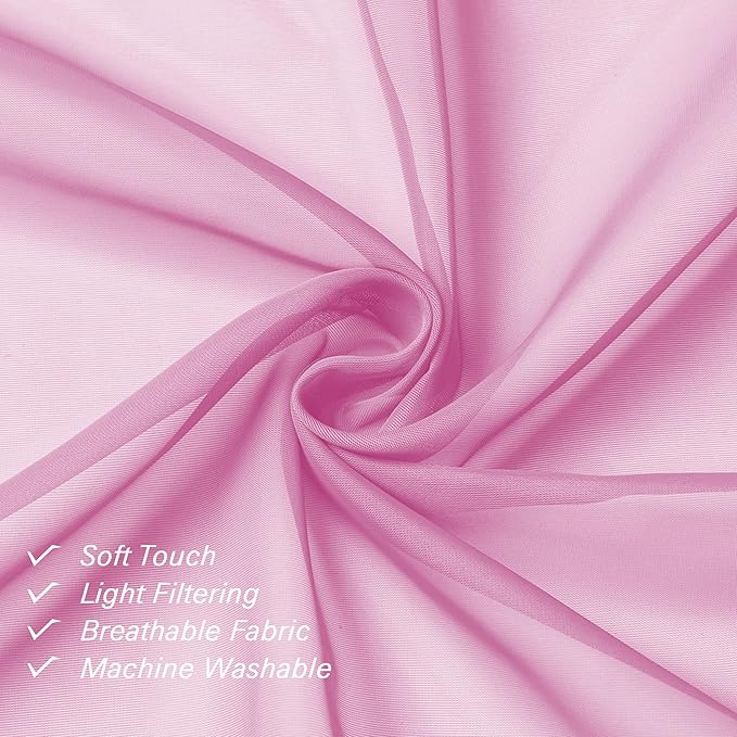 Lecloud Light Pink Sheer Curtains 78 Inches Long 2 Panels Set, Soft Voile Light - Image 7