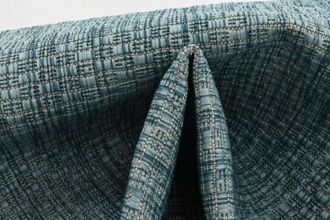 Unique Loom Collection Casual Transitional Solid Heathered Indoor/Outdoor Flatweave Area Rug (2' x 6' 1" Runner, Aquamarine/Ivory)