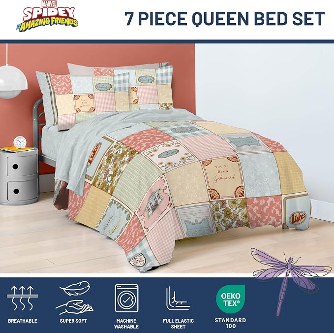 Gilmore Girls Queen Comforter Set 7 Piece Soft Bedding for Girls, Multi | Bed in a Bag, Comforter Sheets Shams Pillowcases, Official Product, Soft Microfiber, Machine Washable, Girls Gift