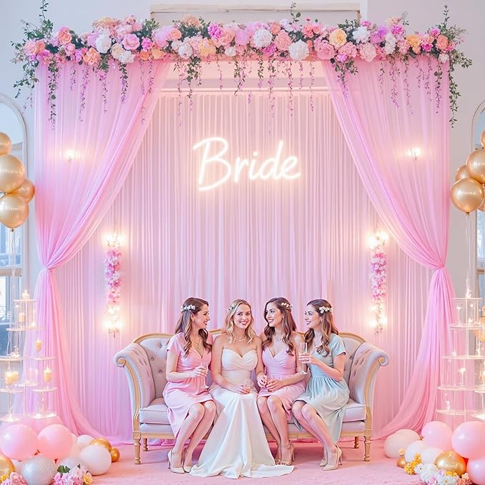 10ft x 15ft Pink Tulle Backdrop Curtain - Image 3