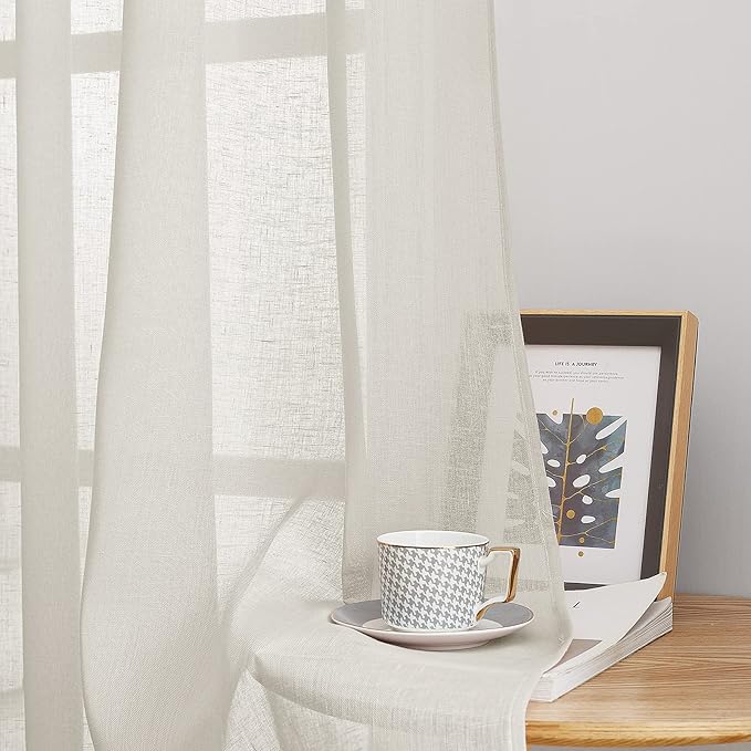 NICETOWN Short Linen Curtains for Kitchen, Grommet Small Window Curtains Linen - Image 2