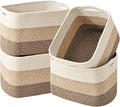 ICERZCZ Storage Baskets for Organizing & Shelves, Woven Cotton Rope Organization Bins for Dog Toys, Clothes, Books, Nursery Organizer, 15"Lx11"Wx9.5"H, (4 Packs) Gradient Brown