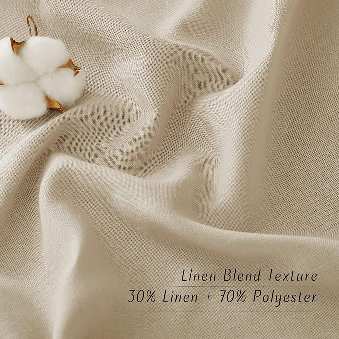 NICETOWN Linen Curtains 96 inches Long for Living Room, Grommet Semi Sheer Drapes Linen Weave Window Treatments Privacy Added with Light Filtering for Bedroom, Angora, W34 x L96, 2 Panels