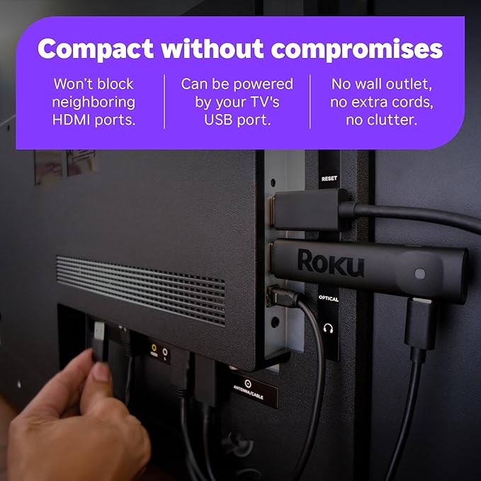 Roku Streaming Stick Plus with Voice Remote - 4K & HDR10+ | 4K & HDR Streaming Device for TV with Roku Voice Remote - Free & Live Local News, Sports