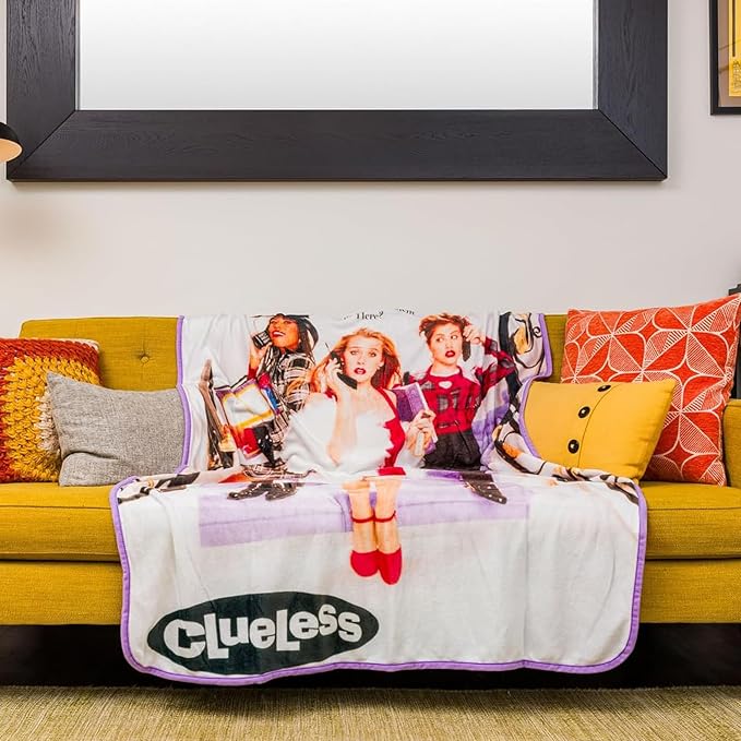 Silver Buffalo Clueless Movie Poster Cher, Fleece Throw Blanket, 45x60in | Alicia Silverstone Features, Dionne and Tai, Soft and Cozy, 180 GSM