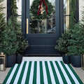 Green and White Striped Outdoor Rug St. Patrick's Day Rug 27.5'' x 43'' Spring Doormat Layered Welcome Mat for Farmhouse Easter Spring Front Porch Entryway Decor