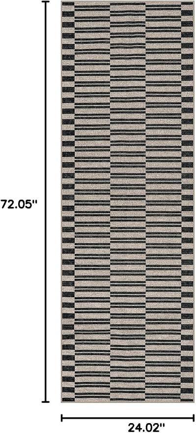 Lahome Striped Easy Jute Kitchen Runner Rug, 2x6 Washable Rugs for Entryway | Indoor Outdoor Non Slip Black Runners for Hallways, Modern Farmhouse Non Shedding Carpet for Laundry Room Front Porch Entry