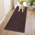 Smiry Dog Door Mat for Muddy Paws 59x20, Absorbent Dirt Trapper, Non-Slip Washable Chenille Entryway Rug for Inside Floor, Brown, Layered Pattern