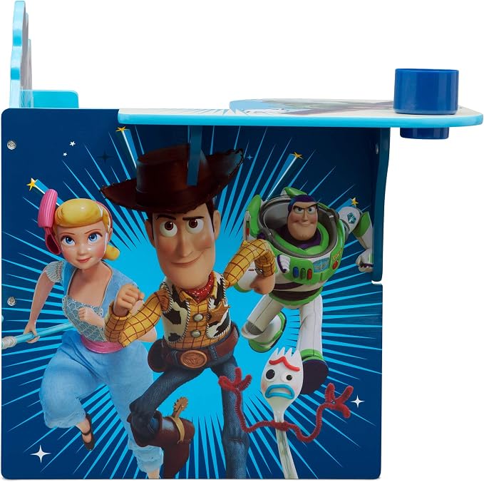 Delta Children Chair Desk with Storage Bin, Toy Story 4 | Kids Chair Desk Includes Fabric Storage Bin and Cup Holder, Low to the Ground for Easy Access, Ideal for Toddlers/Kids Age 3+