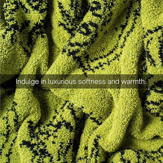 Dr. Seuss Grinch Holiday & Christmas Bedding Soft Cozy Chic Dreams Feather Knit Intarsia Throw Blanket, 50 in x 60 in, (Officially Licensed Product) by Franco Collectibles