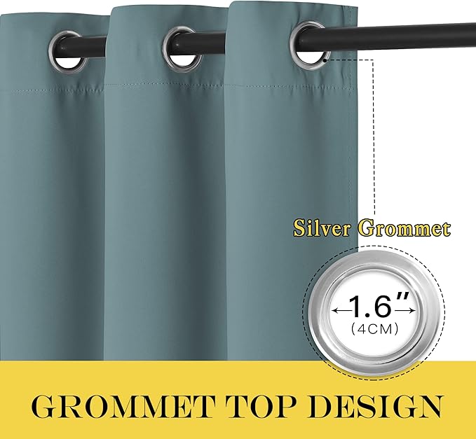 NICETOWN Greyish Blue Doorway Curtains for Bedroom 78 inch Length, Grommet Privacy Light & Sound Reducing Room Darkening Window Treatments for Living Room, 2 Panels, W52 x L78
