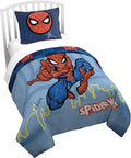 Jay Franco Kids Duvet Cover Set – 2 Piece Super Soft Bedding with Sham Pillowcase, Cover ONLY Comforter Not Included, Blue - Spiderman, Twin