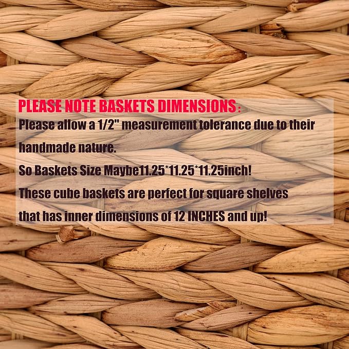 11x11in Storage Baskets 4 Pcs Storage Bins for Cube Shelf,Handwoven Laundry Organizers