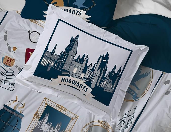 Harry Potter Twin Comforter Set 5 Piece Soft Hogwarts Bedding, Grey | Hedwig, Bed in a Bag, Comforter Sheets Sham Pillowcase, Official Product, Soft Microfiber, Machine Washable, Kids Gift