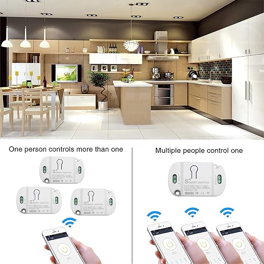 16A Basic Wireless Smart Switch，Wi-Fi Light Switch Compatible with Alexa & Google Home & SmartThings,FCC Certified,No Hub Required Support DIY Module (2 pcs)