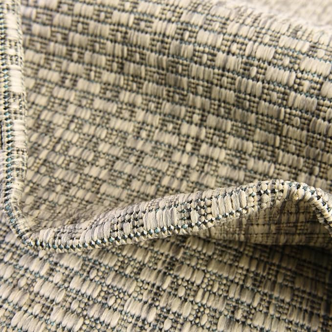 Unique Loom Collection Casual Transitional Solid Heathered Indoor/Outdoor Flatweave Area Rug (2' x 3' 1" Rectangle, Light Gray/Ivory)