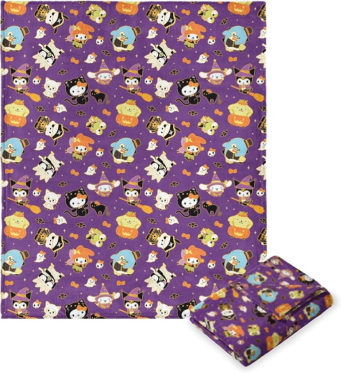 Northwest Hello Kitty Silk Touch Throw Blanket, 50" x 70", Halloween Gold