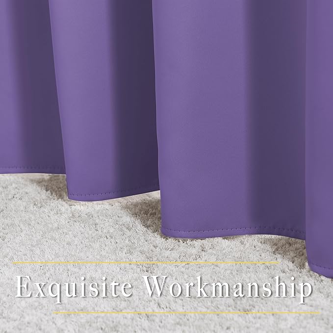 NICETOWN Blackout Lilac Purple Curtains for Sliding Glass Door 2 Panels - Thermal Insulated Grommet Room Darkening Window Drapes Sound Reducing Room Dividers for Living Room (2 Panels, W66 x L84)