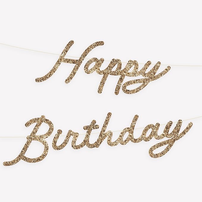 Meri Meri Personalizable Happy Birthday Banner Set (Pack of 1), 9' Birthday Party Garland Including Excess Cord