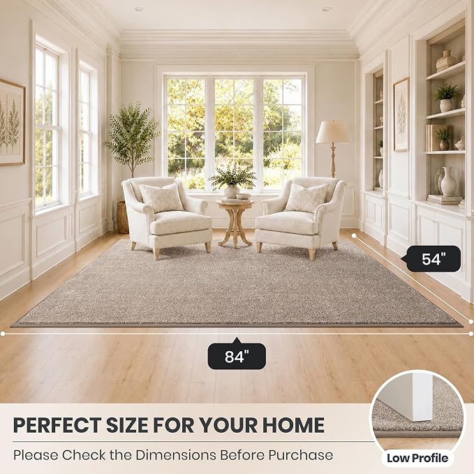 PURRUGS Easy Care Area Rug 4.5ft x 7ft, Non-Slip Washable Entryway Rug, Dog Door Mat, Stain Resistant Accent Rug for Hallway, Living Room, Bedroom and Mudroom, Taupe
