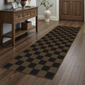Rugalia Easy Jute Checkered Runner Rug, 2x6 Coffee Modern Washable Rugs Runner for Hallway Non-Slip Kitchen Runner Rug, Farmhouse Checkerboard Indoor Outdoor Carpet for Porch Laundry Entryway