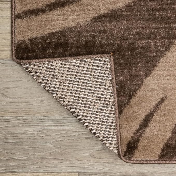 Rugshop Wavy Circles Modern Fade-Resistant Runner Rug Brown 2' x 10' | Runner, Size 2' x 10', Living Room, Bedroom, Dining Room, Home Office, Kitchen, Entryway, Hallway, Nursery, Kids Room