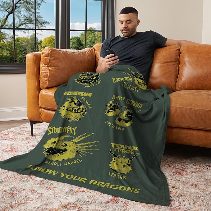 Northwest How to Train Your Dragon Know Your Dragons Silk Touch Throw Blanket 60x80 inches