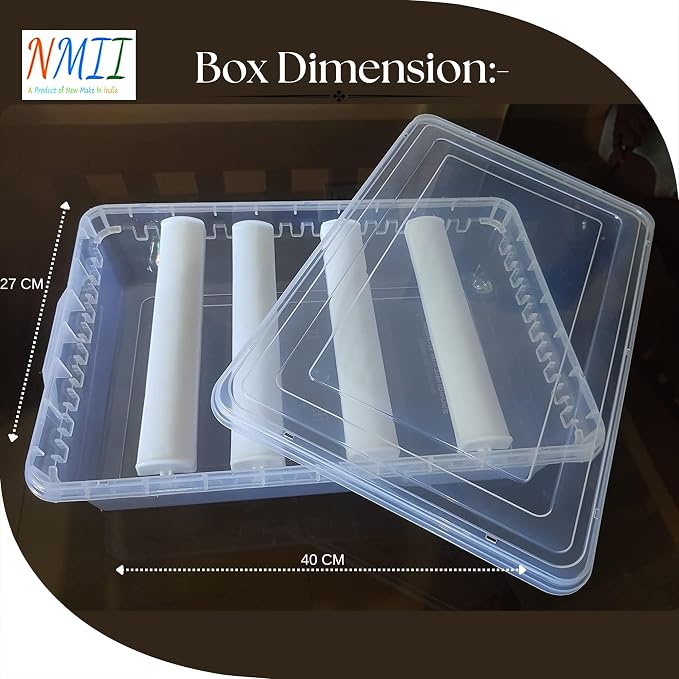 Multipurpose Plastic Storage Box with 4 Adjustable Rods l Storing Box For Bangles, Chuda, Kada, Watches, Scrunchies I (Transparent_Big_4-Rod)