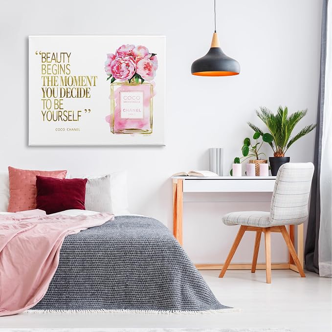 'Fashion Designer Perfume Gold Pink Watercolor'| Canvas Art | Stupell Industries | 48 x 36 Inches, Easy to Hang and Sturdy, Made in USA, by Amanda Greenwood