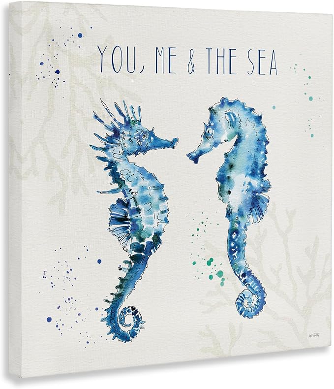 Stupell Industries 'You Me & Sea Quote Seahorse'| Canvas Art | Stupell Industries | 30 x 30 Inches, Easy to Hang and Sturdy, Made in USA, by Anne Tavoletti
