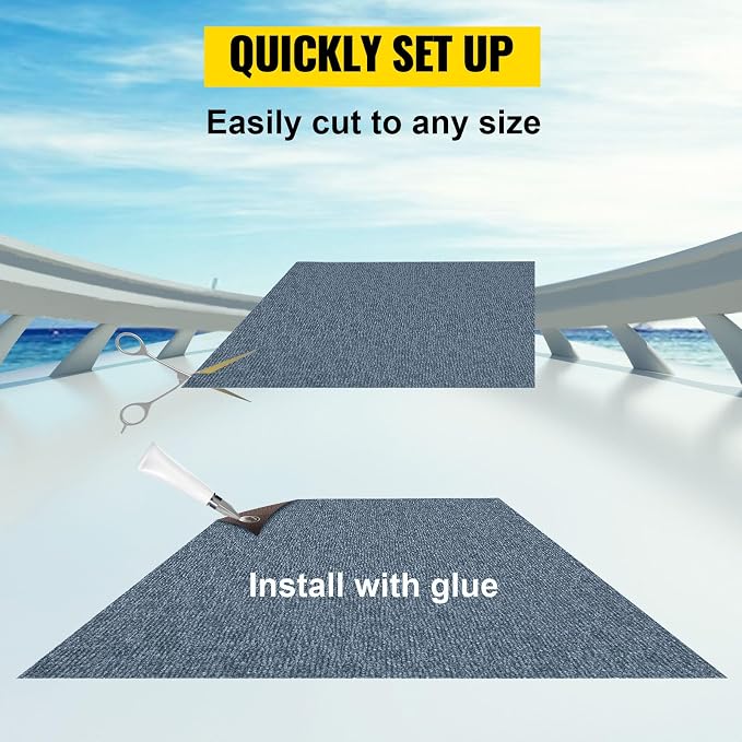 Happybuy 6 ft x 23 ft Grey Marine Carpet for Boats Waterproof - 0.18" Thick Indoor Outdoor Rug Carpet Roll for Home Patio Porch Deck