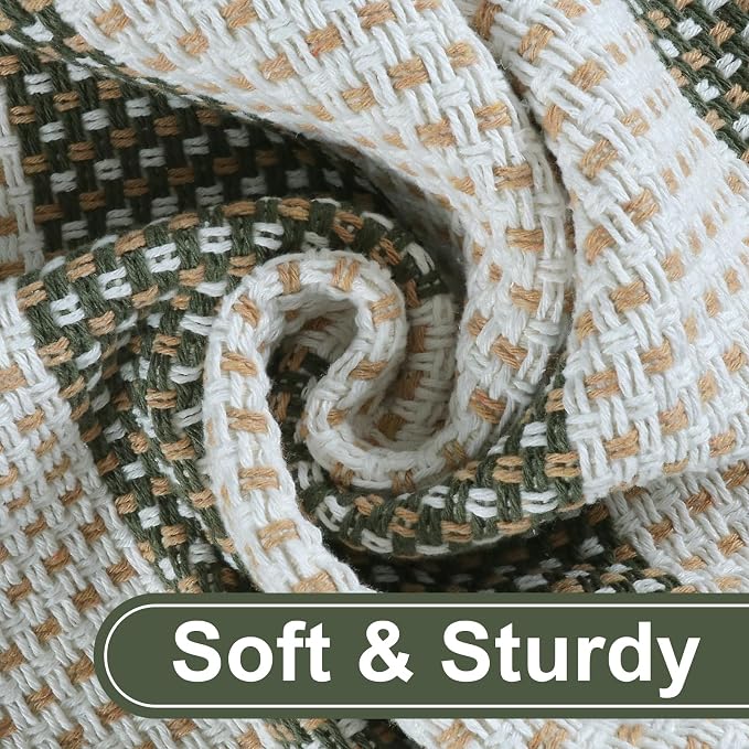 Green and White Striped Outdoor Rug 4x6 ft, Washable Cotton Woven Patio Rug, Reversible Foldable Front Porch Decor Indoor Outdoor Rugs for Farmhouse/Living Room