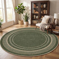 GarveeHome 4ft Easy Jute Round Rug for Living Room Solid Bedroom Circle Rug | Non Slip Stain Resistant Dining Room Throw Carpet Low Pile Indoor Round Area Rugs for Kitchen Nursery Entryway Dorm, Green