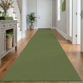 IOHOUZE Washable Exrea Long Hallway Runner Rug 3x14 Non Slip Rubber Backed Kitchen Runner Entryway Runner Indoor, Woven Rugs Floor Carpet for Kitchen Hall Entryway, Olive Green/Earthy Green