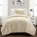 Lush Decor Emma Soft Fluffy Faux Fur Kids College Dorm Oversized Comforter Set, Twin-XL, Wheat - Cute Plush 2 Piece Bedding Set