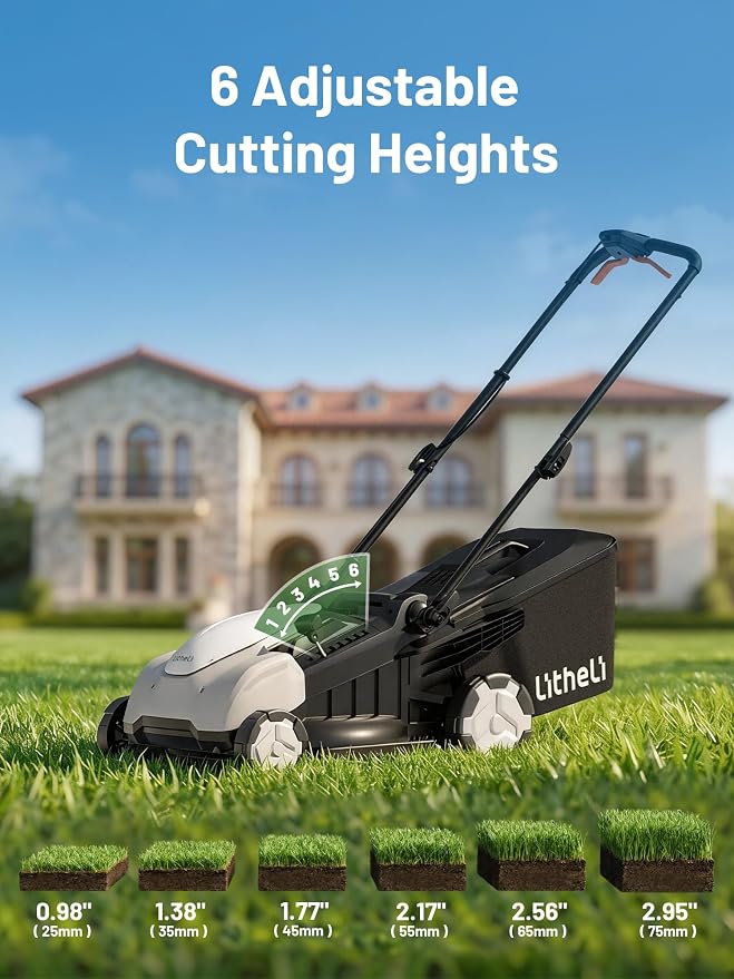 Litheli 18" Cordless Lawn Mower, 2 x 8.0Ah Battery Powered Lawn Mower